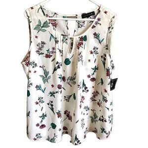 Ryan Wylde RW plus Size 2X ivory floral blouse top sleeveless New w/tags